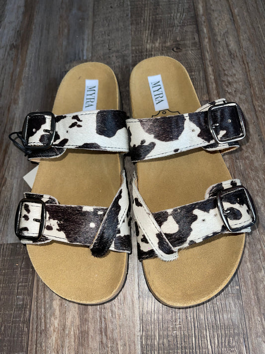 Cow print sandals