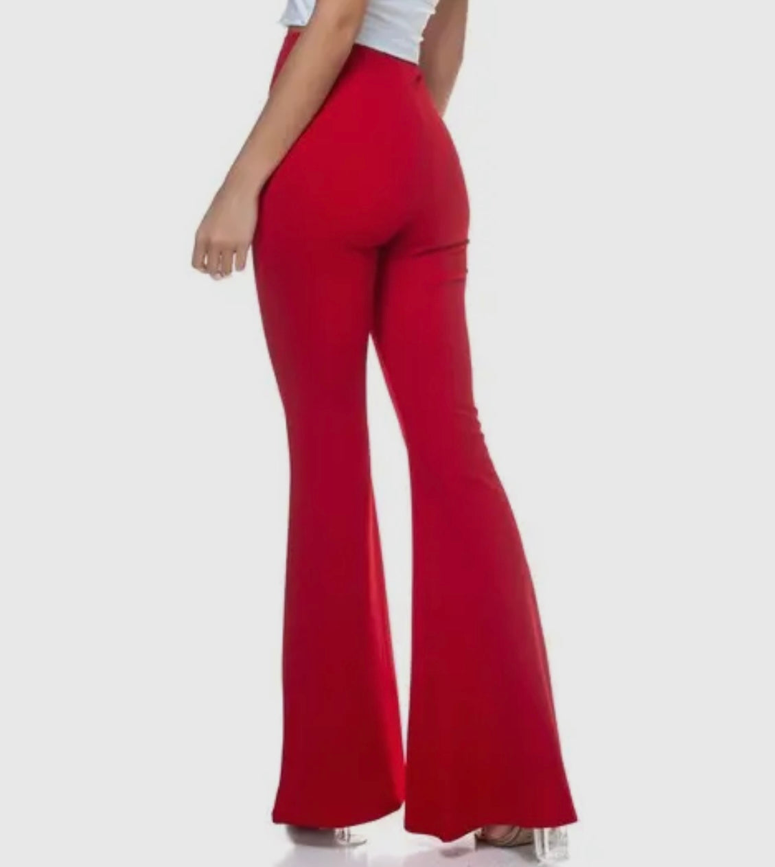 Ruby red flare trousers