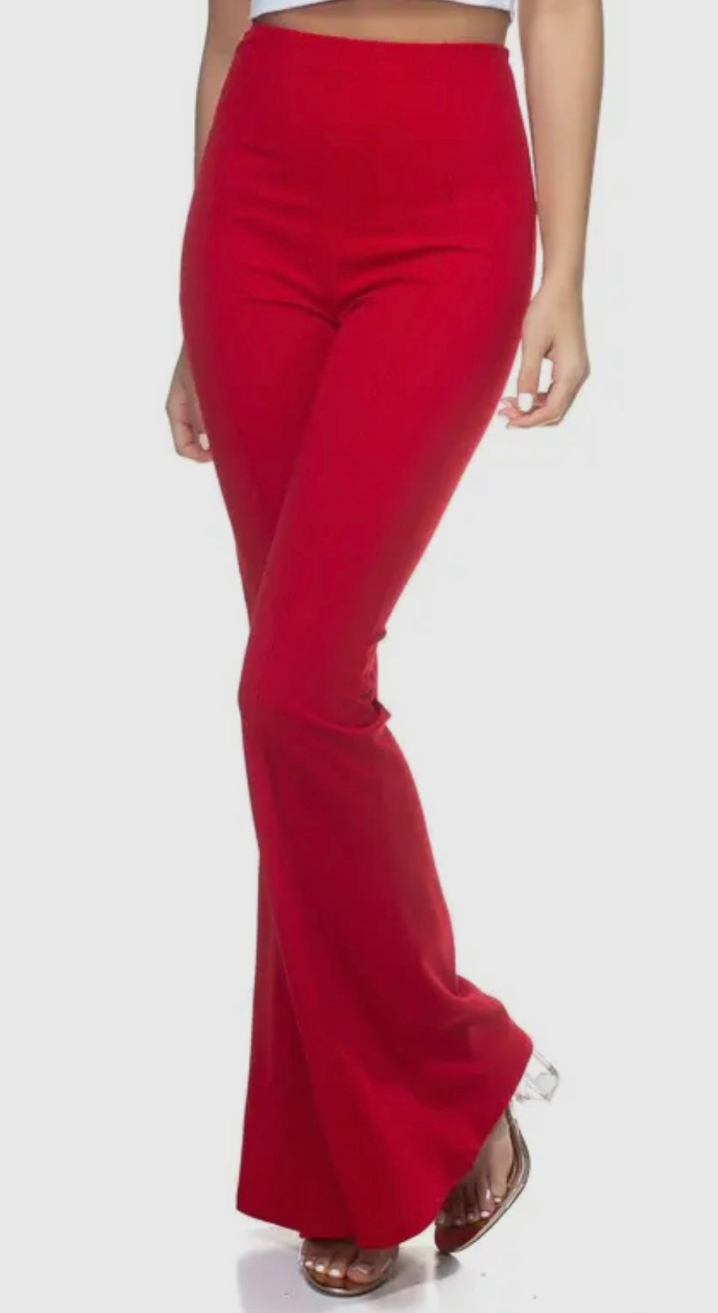 Ruby red flare trousers